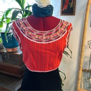 Billabong Designers Closet Red Embroidery Woven Top